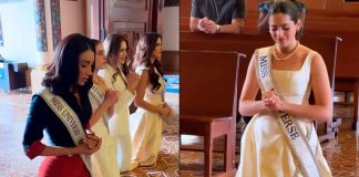 #VIDEO // Miss Universo, Fátima Bosch se hincan en la Basílica de Costa Rica