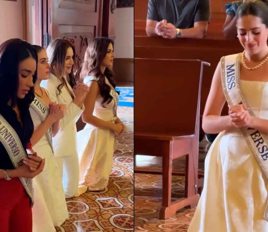 #VIDEO // Miss Universo, Fátima Bosch se hincan en la Basílica de Costa Rica