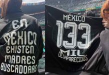 Regina Blandón visibiliza crisis de desapariciones durante el México vs Sudáfrica en el Mundial 2026