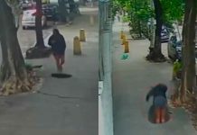 #VIDEO // Caminaba tranquila y desapareció bajo tierra: mujer cae a alcantarilla en Río de Janeiro