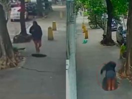 #VIDEO // Caminaba tranquila y desapareció bajo tierra: mujer cae a alcantarilla en Río de Janeiro