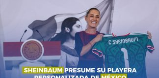 Sheinbaum ya se puso la del Tri; presume jersey personalizado rumbo al Mundial 2026