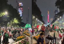 #VIDEO // Festejan en grande: Aficionados toman el Ángel de la Independencia tras victoria del Tri