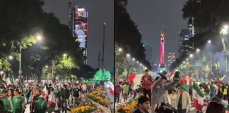 #VIDEO // Festejan en grande: Aficionados toman el Ángel de la Independencia tras victoria del Tri