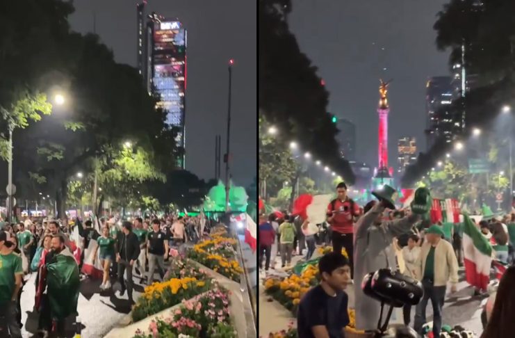 #VIDEO // Festejan en grande: Aficionados toman el Ángel de la Independencia tras victoria del Tri