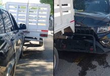 Se registra choque entre dos camionetas en Huetamo