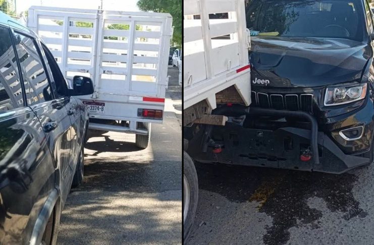 Se registra choque entre dos camionetas en Huetamo