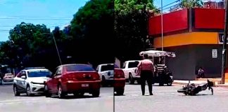 #VIDEO // Adolescente motociclista resulta herida tras choque con automóvil en Apatzingán