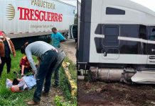 #VIDEO // Tractocamión de paquetería choca contra camellón central en la Morelia-Pátzcuaro; hay un herido