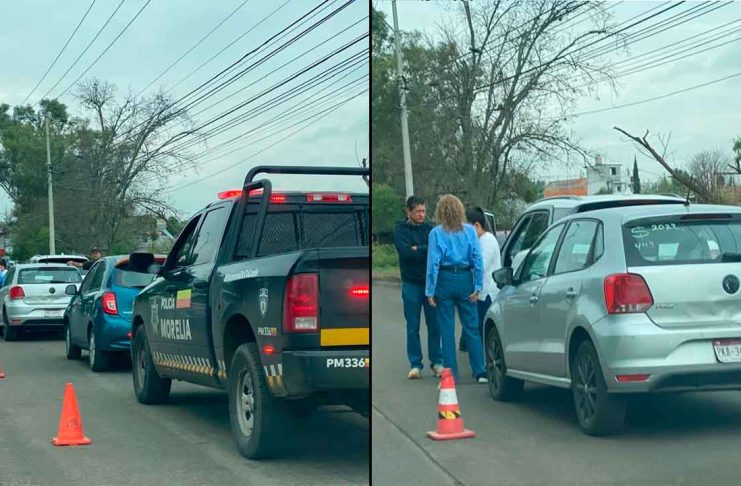 Se registra choque entre tres vehículos en la avenida San Juanito Itzícuaro de Morelia