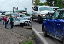 Se registra choque entre dos autos en el Libramiento Sur de Morelia; hay dos personas heridas
