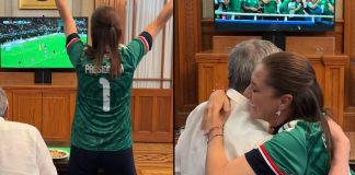 #VIDEO // Claudia Sheinbaum celebra el gol de Luis Romo en el triunfo de México