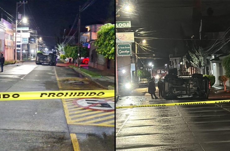 #VIDEO // Conductor de camioneta vuelca y muere, tras ser atacado a balazos, en el Barrio La Magdalena de Uruapan