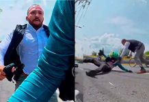 #VIDEO // Conductor de Mercedes-Benz golpea y patea a ciclista por “mirarlo feo”
