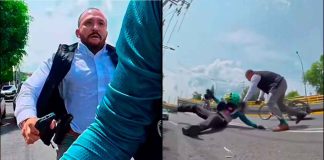 #VIDEO // Conductor de Mercedes-Benz golpea y patea a ciclista por “mirarlo feo”