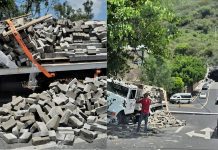 Camión de “Bloquemich”se estrella contra camellón de la avenida Rotarismo, al sur de Morelia