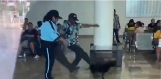 #VIDEO // Guardias sacan a patadas a una perrita que se refugiaba de la lluvia en IMSS