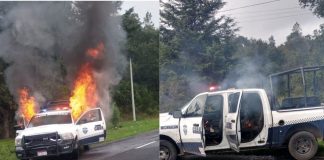 Comuneros queman patrulla en bloqueo de Pomacuarán