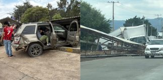 Camión sin frenos provoca espectacularaccidente; hay cuantiosas pérdidas materiales