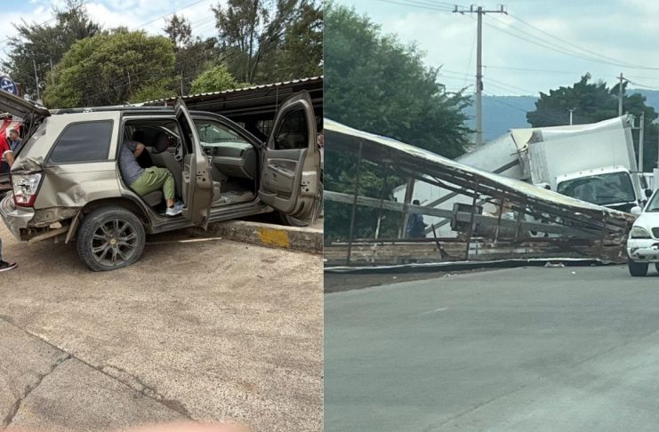 Camión sin frenos provoca espectacularaccidente; hay cuantiosas pérdidas materiales