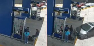 #VIDEO // Vehículo a exceso de velocidad embiste gasolinera y deja tres empleados heridos