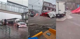 #VIDEO // Lluvias convierten calles del Estado de México en ríos; autos quedan atrapados