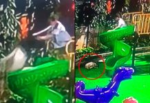 #VIDEO // Niña termina en el hospital tras ser empujada de un tobogán por otro menor en Hanói
