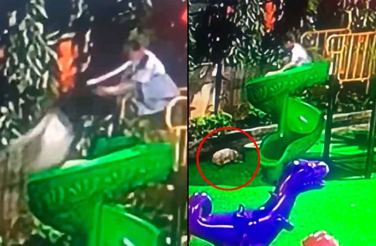 #VIDEO // Niña termina en el hospital tras ser empujada de un tobogán por otro menor en Hanói