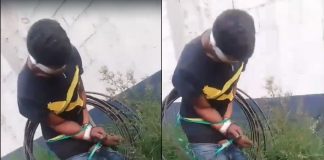 #VIDEO // Vecinos golpean y amarran a un poste, a presunto ladrón en Uruapan