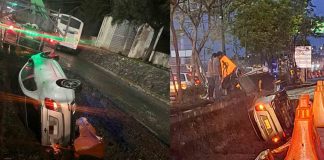 Auto cae a la excavación de una obra en la Madero Poniente de Morelia