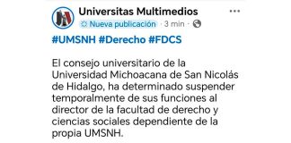Suspenden temporalmente al director de la Facultad de Derecho de la UMSNH por presunto proselitismo político