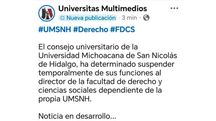 suspension-director-facultad-derecho-umsnh-proselitismo