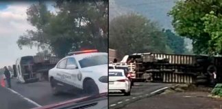 #VIDEO // Vuelca tráiler en la carretera Tarímbaro-Zinapécuaro; solo hubo daños materiales