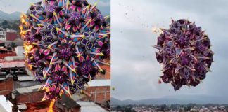 #VIDEO // Pánico en Paracho: globo de Cantoya arde en el aire durante exhibición