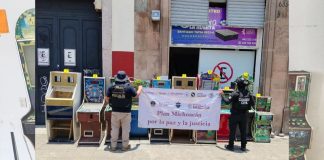 FGE asegura 10 máquinas tragamonedas y droga durante cateo en el Centro de Morelia