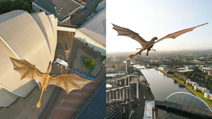 Un dragón cobró vida y sorprendió a Glasgow