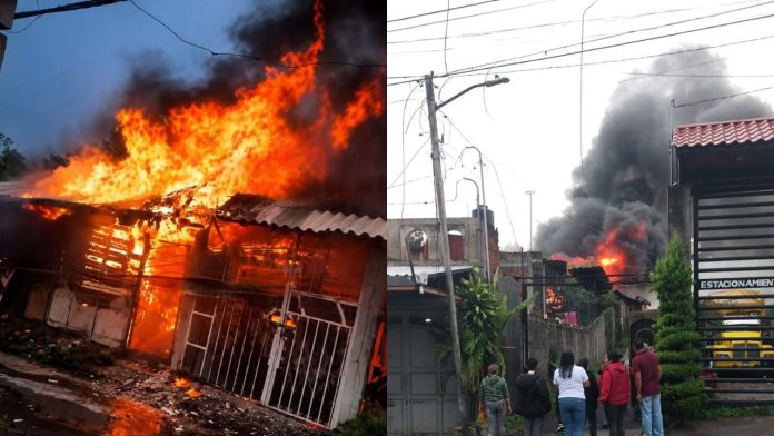 Voraz incendio consume inmueble en la colonia San Juan Evangelista de Uruapan