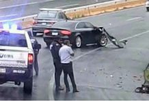 Auto choca contra muro de contención en la Morelia-Pátzcuaro