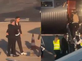 #VIDEO // Cristiano Ronaldo aterriza en Lisboa y se refugia en su jet privado tras eliminación de Portugal