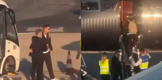 #VIDEO // Cristiano Ronaldo aterriza en Lisboa y se refugia en su jet privado tras eliminación de Portugal