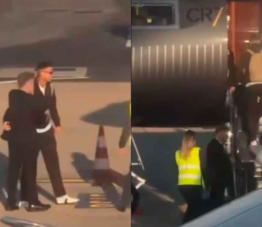 #VIDEO // Cristiano Ronaldo aterriza en Lisboa y se refugia en su jet privado tras eliminación de Portugal