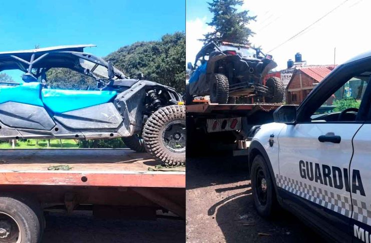Detienen a hombre que remolcaba vehículo RZR con reporte de robo en la Morelia-Quiroga