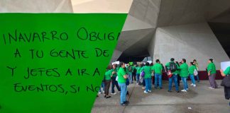 #VIDEO // Integrantes del STASPE protestan para exigir la salida de Luis Navarro