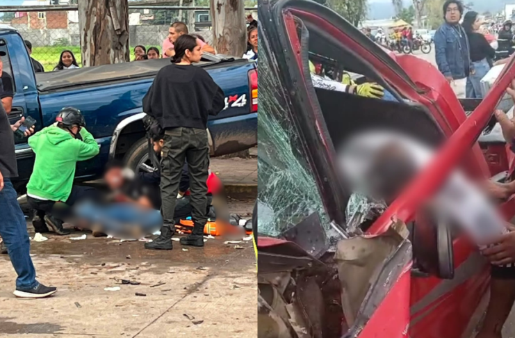 Brutal choque entre camionetas deja un muerto y 5 heridos, en la colonia San Francisco Uruapan