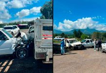 Se registra choque entre dos camionetas en la Morelia-Pátzcuaro