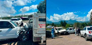 Se registra choque entre dos camionetas en la Morelia-Pátzcuaro