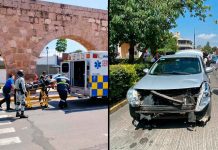 Motociclista queda herido tras ser impactado por auto en avenida Acueducto de Morelia