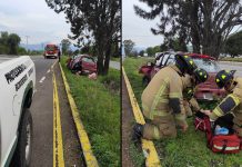 Una mujer herida tras chocar contra un árbol, en la Morelia – Pátzcuaro