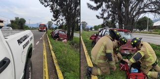 Una mujer herida tras chocar contra un árbol, en la Morelia – Pátzcuaro