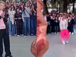 #VIDEO // Abuela sorprende al sumarse a “batalla de aura” contra un dinosaurio en Salta, Argentina